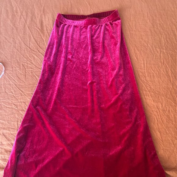 Vintage Dresses & Skirts - Vintage 90s Red Velvet Maxi Skirt